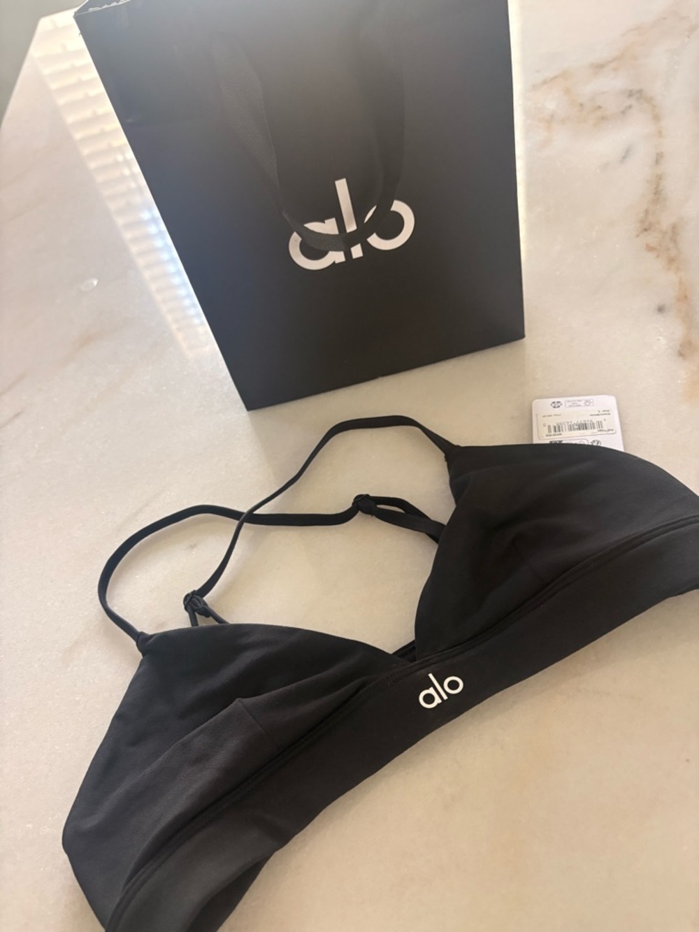 ALO Yoga Black Strappy Crop Bralette